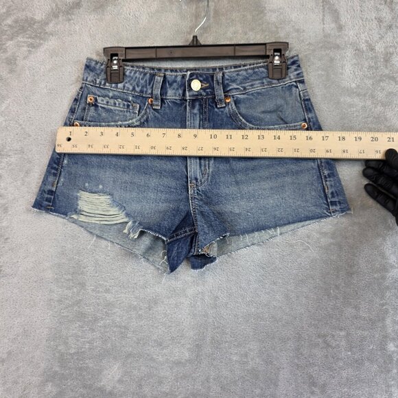 Garage Denim Shorts Womens 26 Blue Festival Distressed Cutoff Raw Hem Frayed - Picture 5 of 11